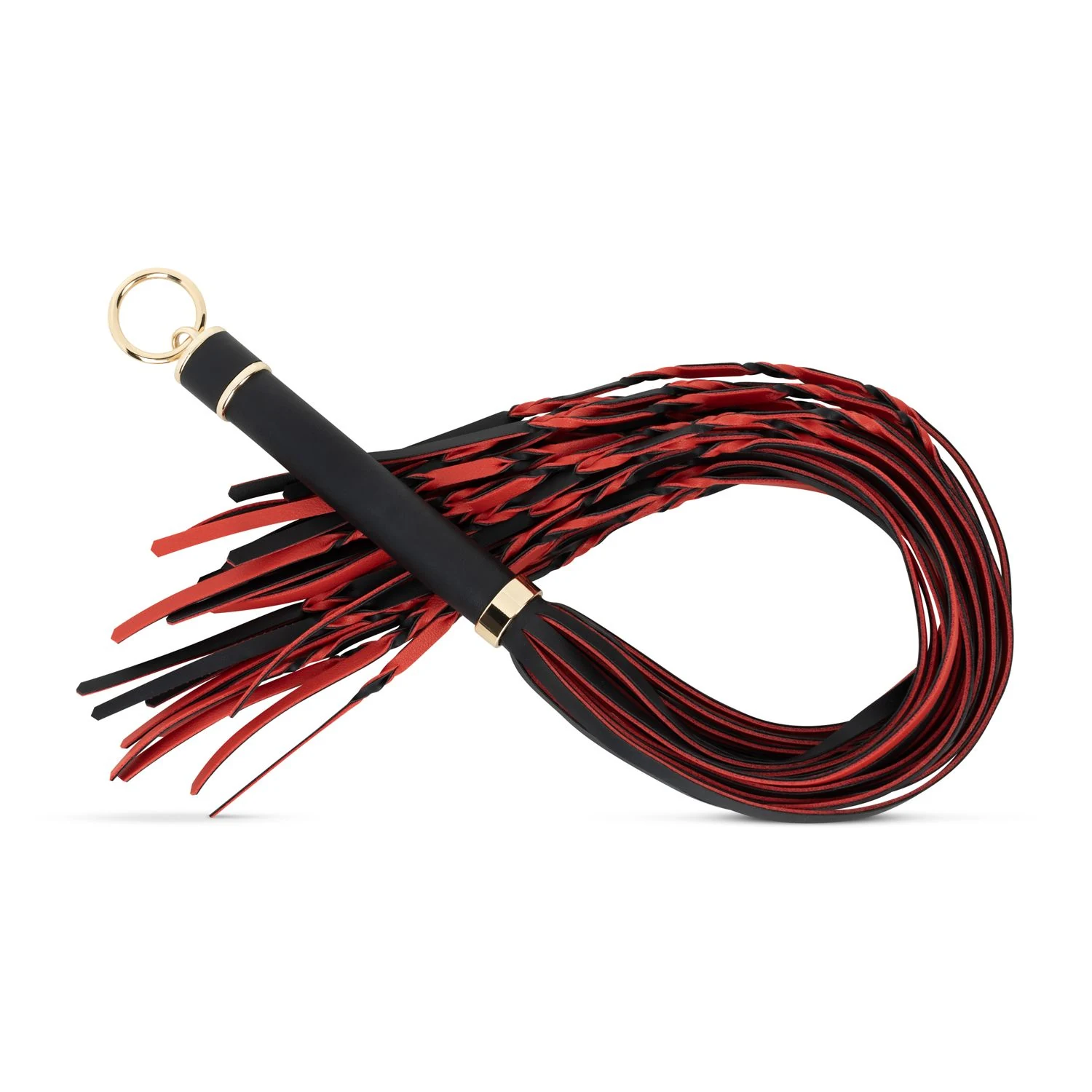 Easytoys Fetish flogger 64 cm in rood en zwart, unisex SM zweep van kunstleer en metaal