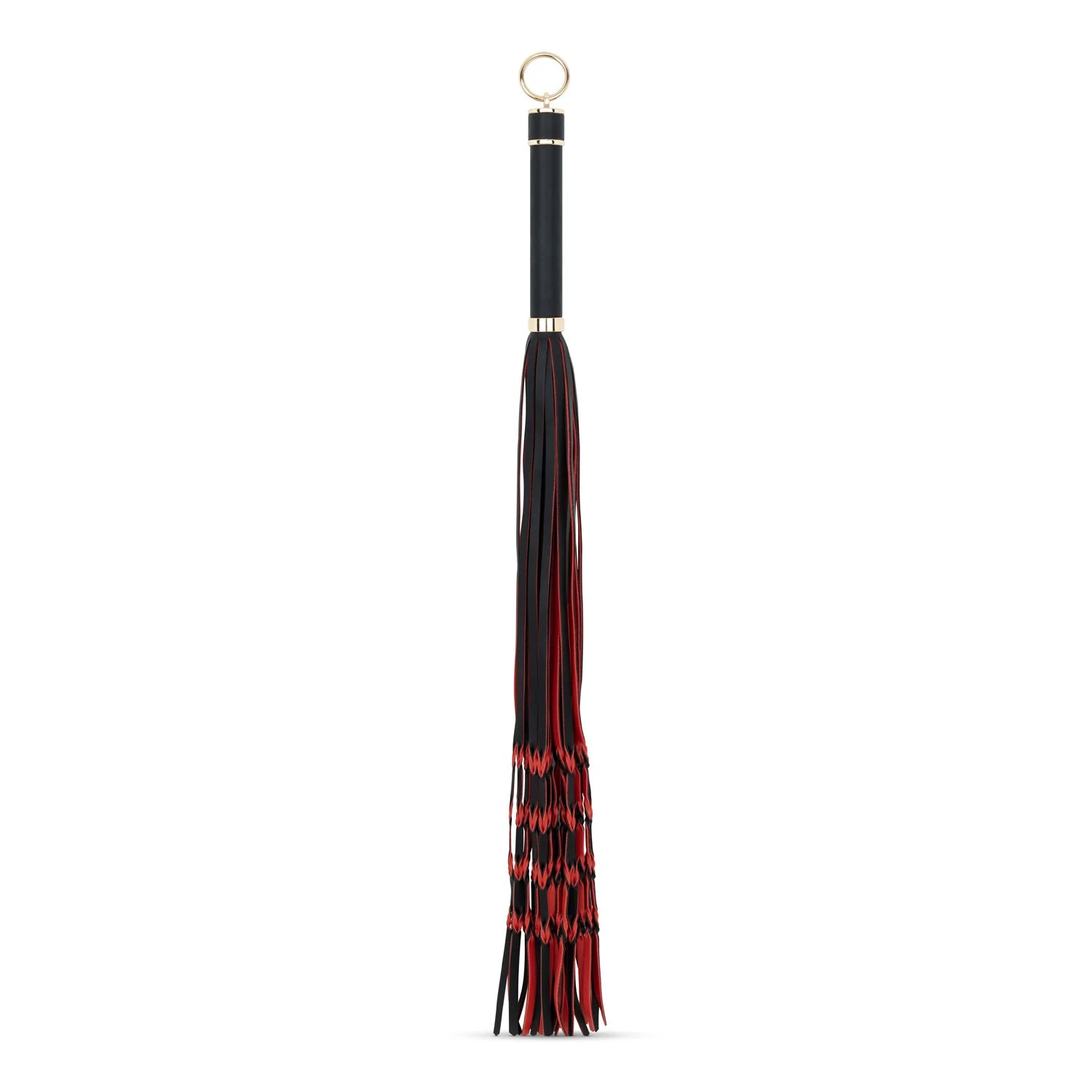 Rood-zwarte flogger 64 cm van Easytoys Fetish Collection met stevige grip