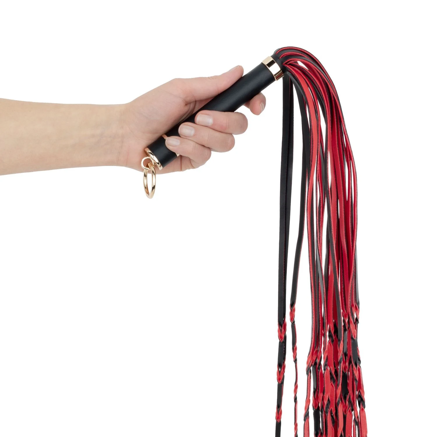 Unisex flogger 64 cm rood en zwart, geschikt voor beginners en rollenspel