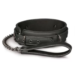 Easytoys Fetish bondage halsband met riem in zwart kunstleer en metaal
