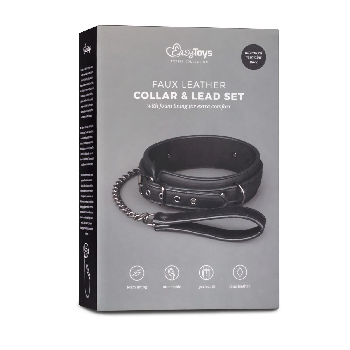 Zwarte bondage halsband met riem van Easytoys Fetish Collection voor BDSM spel