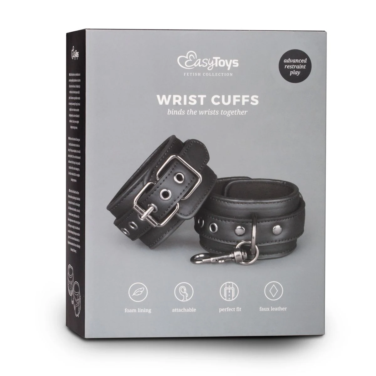 Unisex kunstlederen handboeien voor BDSM zwart