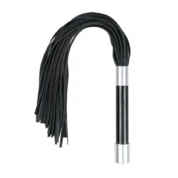 Easytoys Fetish lange flogger zwart met metalen handvat