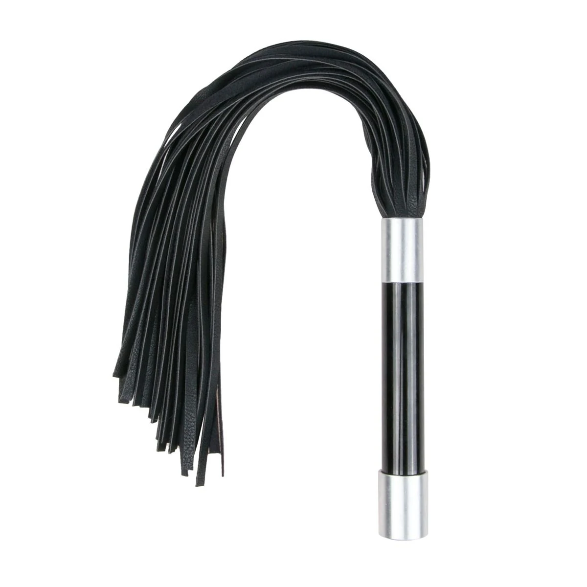 Easytoys Fetish lange flogger zwart met metalen handvat