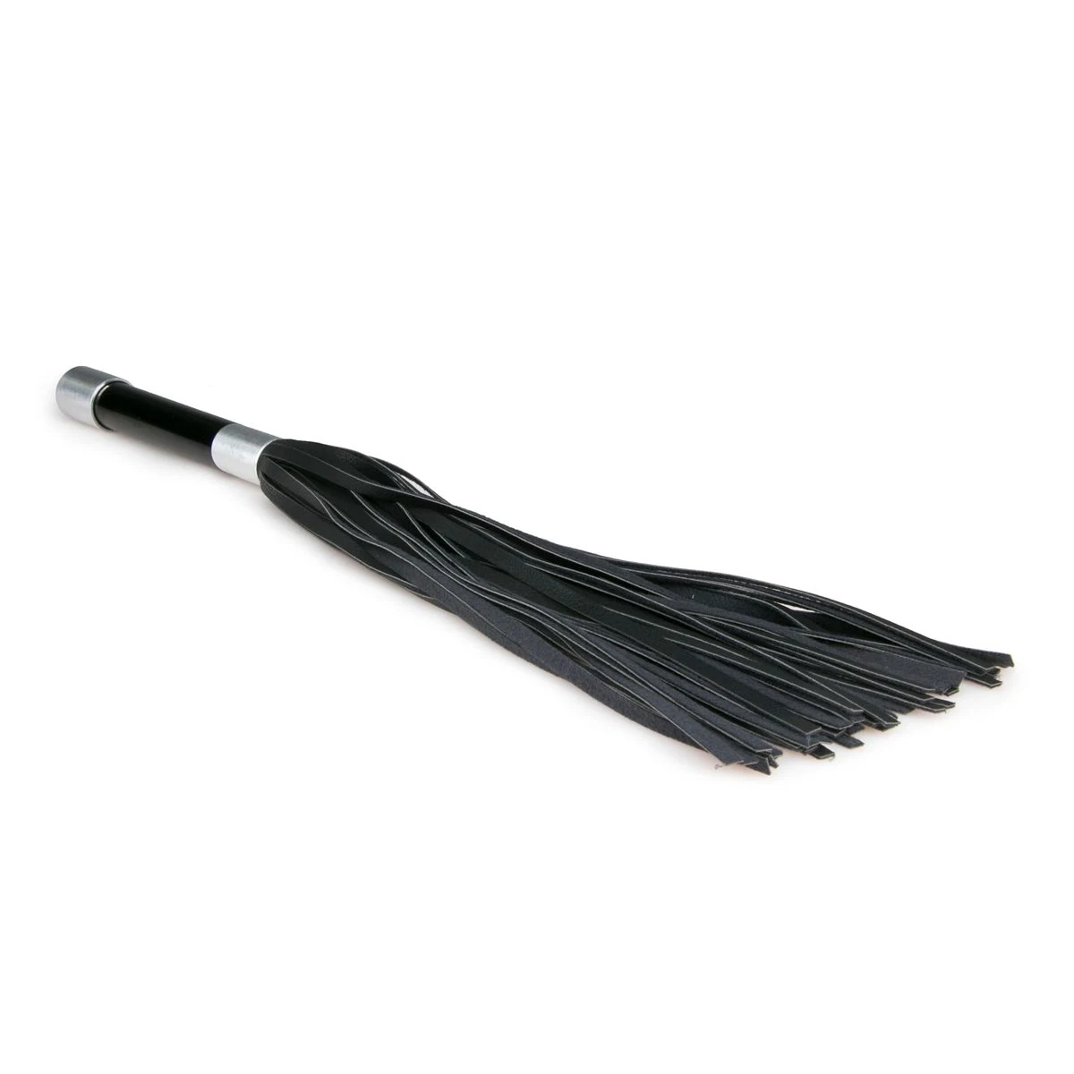 Zwarte lange flogger unisex van 440 mm met aluminium handvat