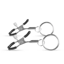 Easytoys Fetish metalen tepelklemmen met ring in zilver