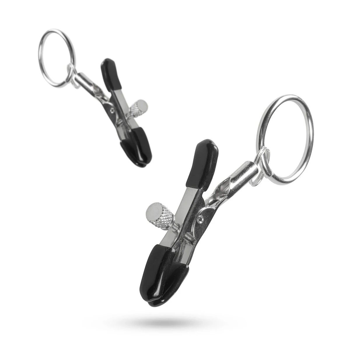 Verstelbare metalen tepelklemmen met ring van Easytoys Fetish