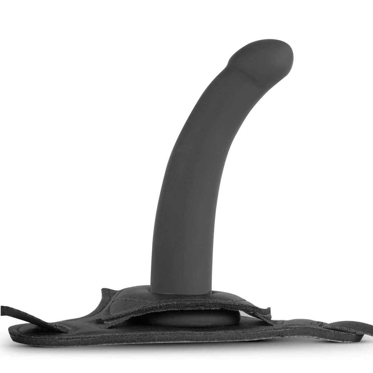 Zwarte voorbinddildo set met nylon harnas en siliconen dildo
