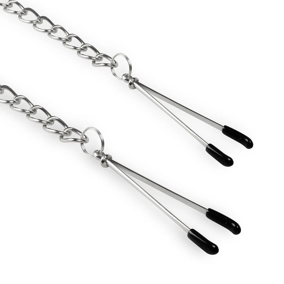 Zilveren pincet tepelklemmen met sterke metalen ketting