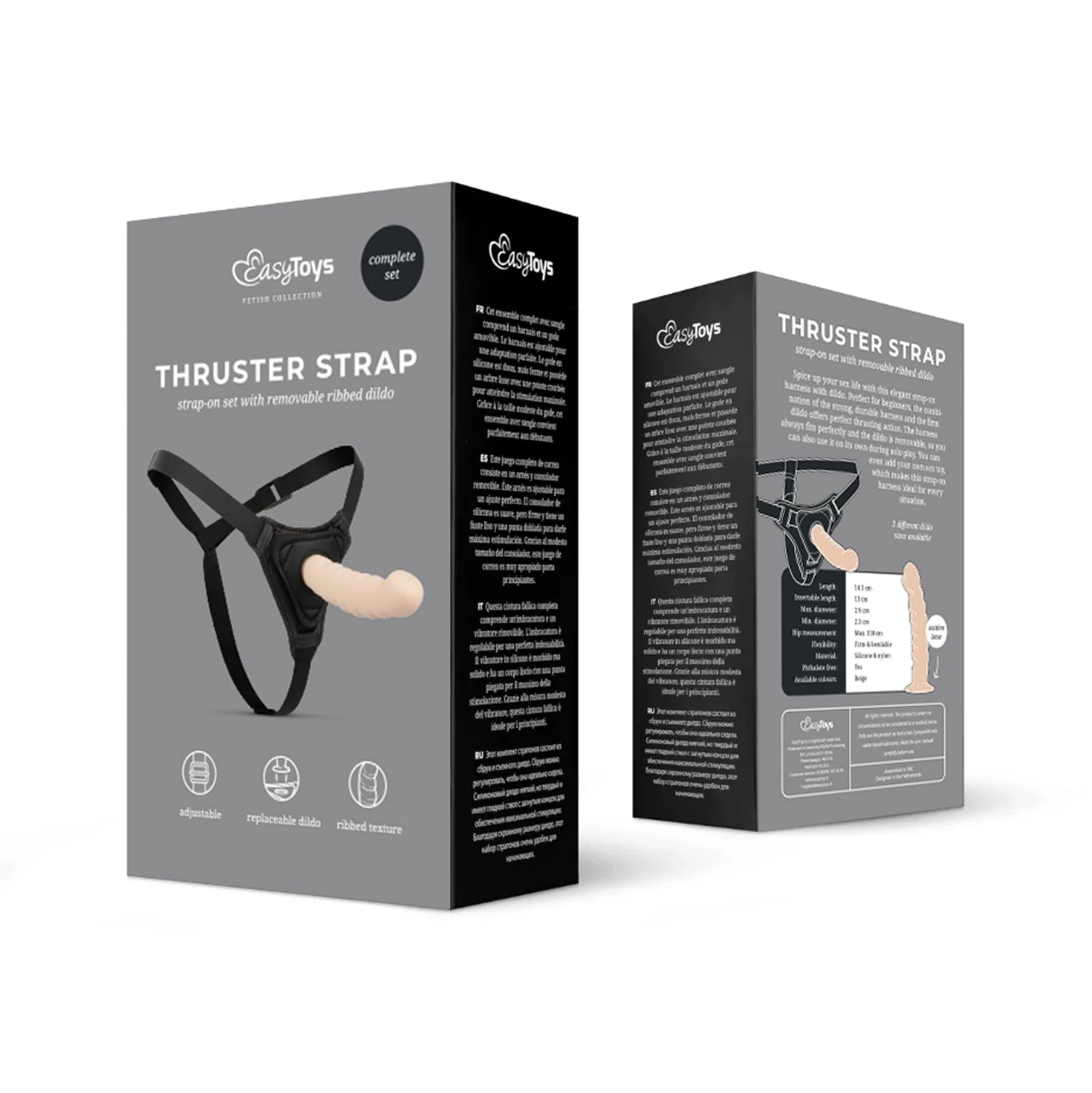 Beige strap-on dildo met harnas voor beginners
