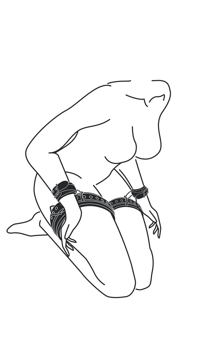 Easytoys Fetish Thigh & Wrist Cuff Set in zwart