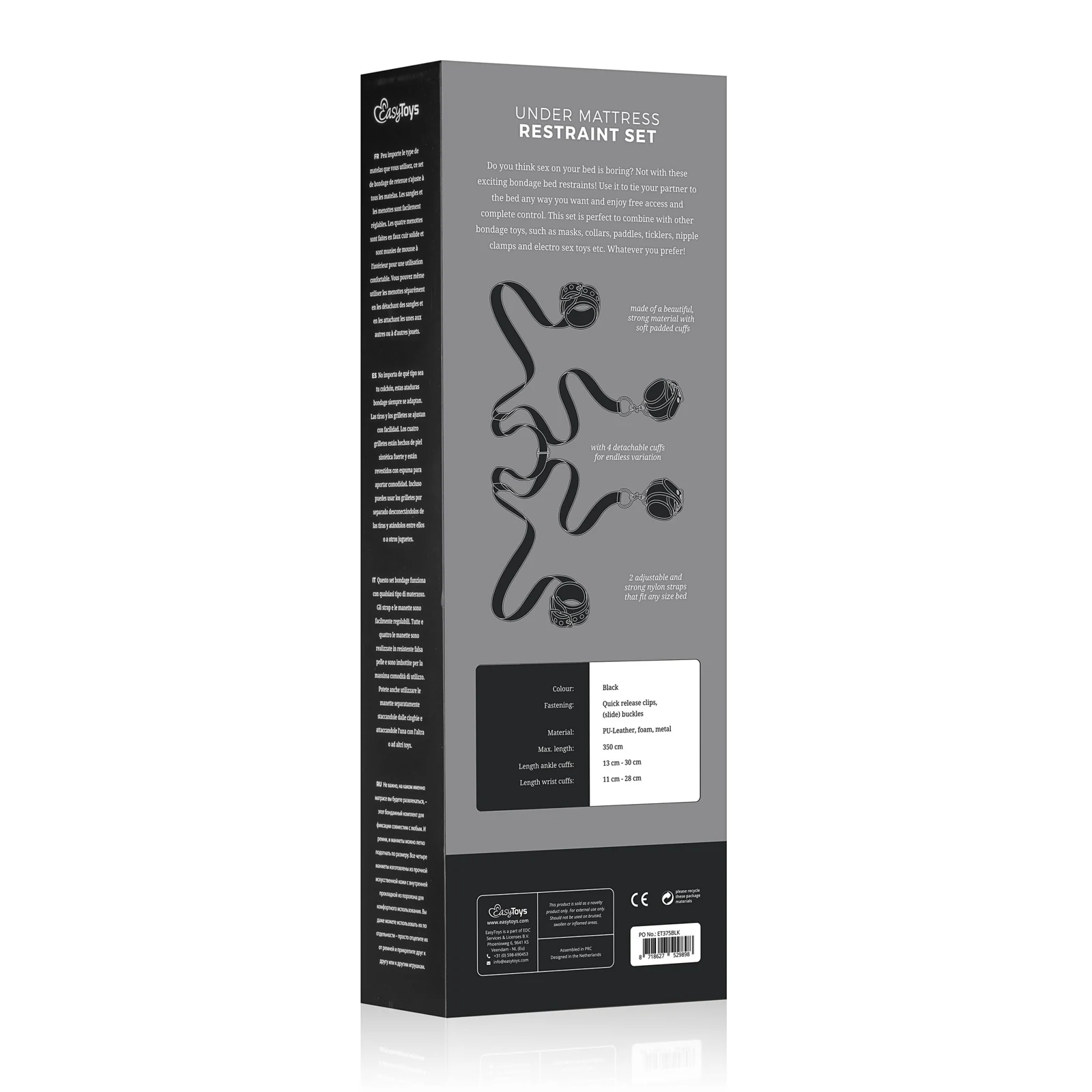 Easytoys Fetish ET375BLK zwarte bondage set voor bed