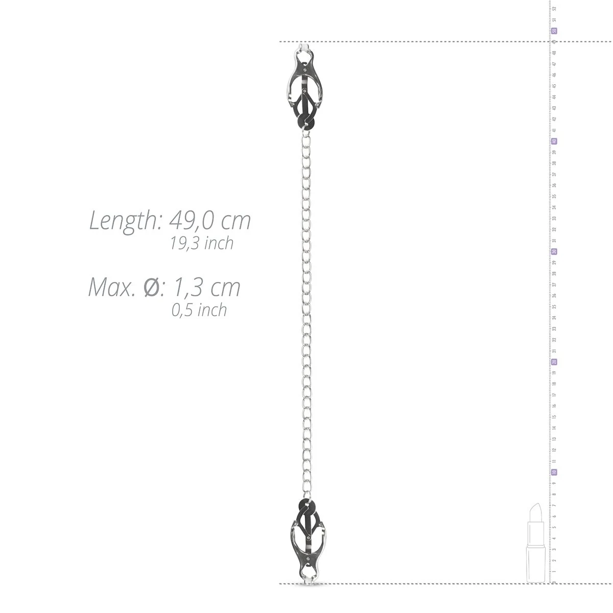Easytoys Fetish Collection tepelklemmen met anti-slip top en ketting