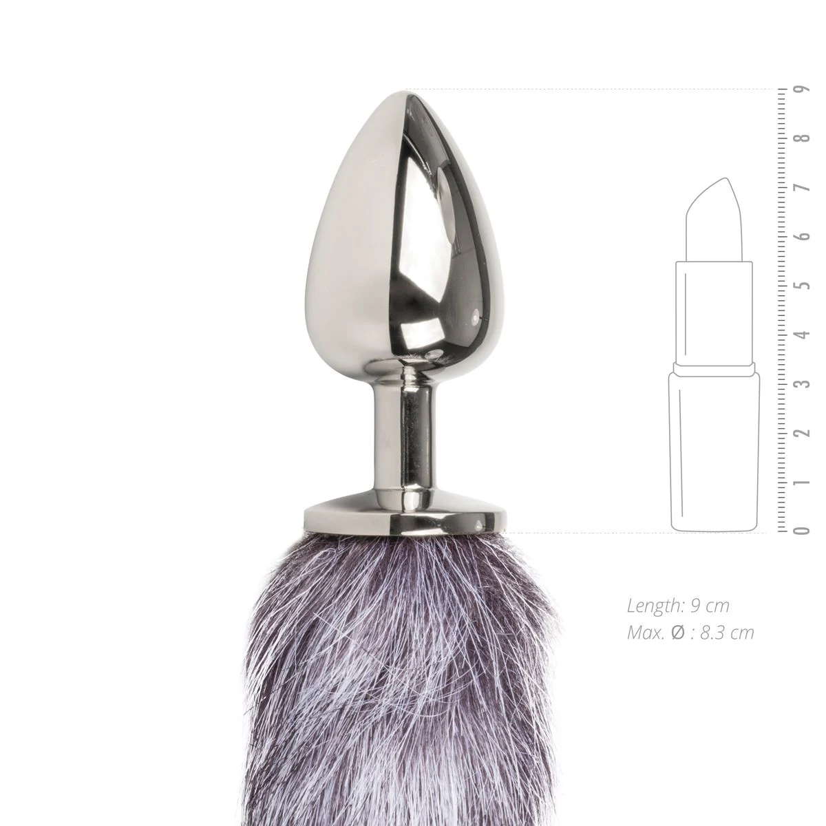 Metalen vossenstaart plug L voor anale stimulatie, kleur zilver/grijs