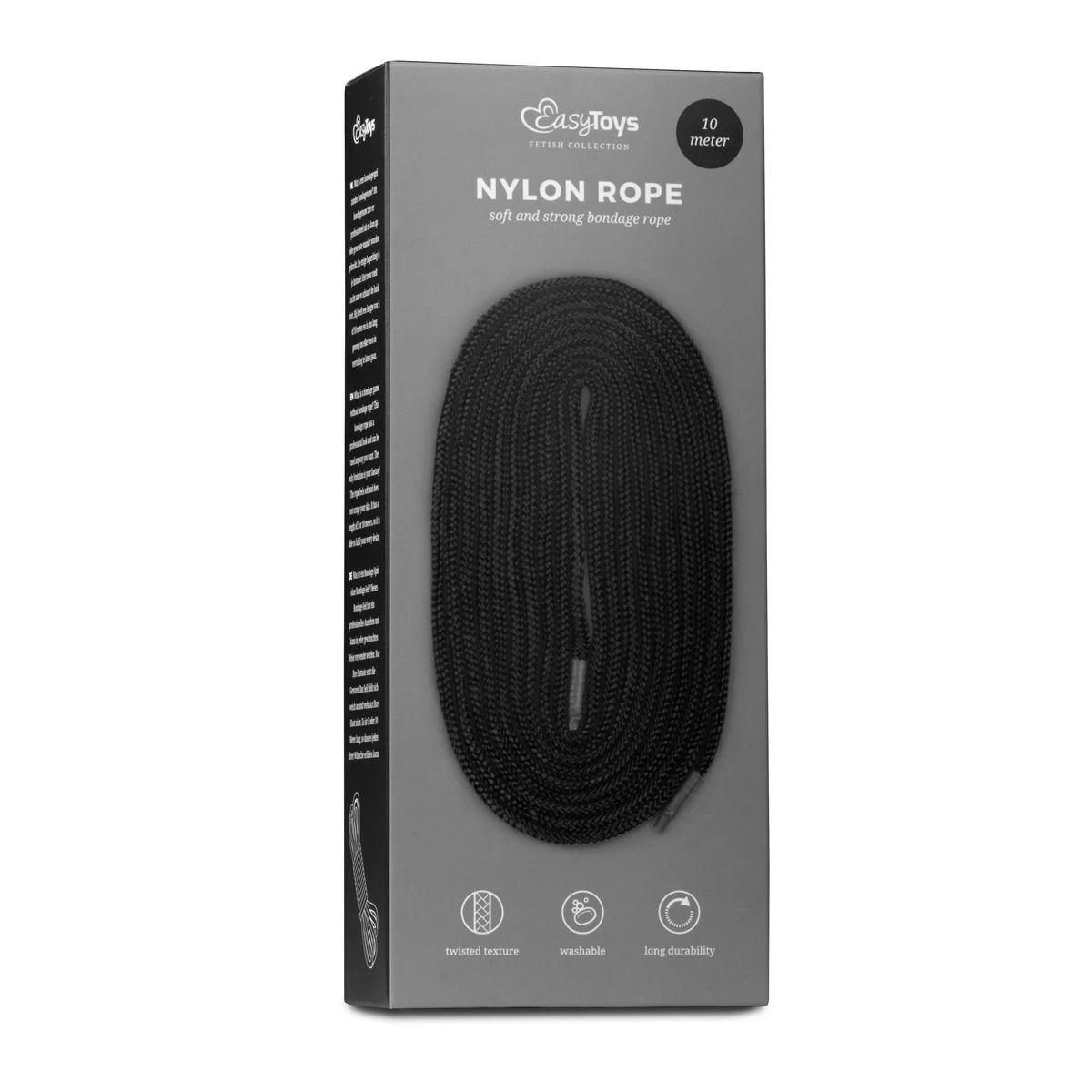 Zwart bondagetouw van nylon uit de Easytoys Fetish Collection