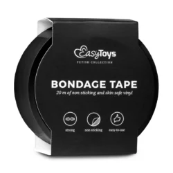 Easytoys Fetish zwarte bondagetape 20m van PVC, niet-klevend en unisex