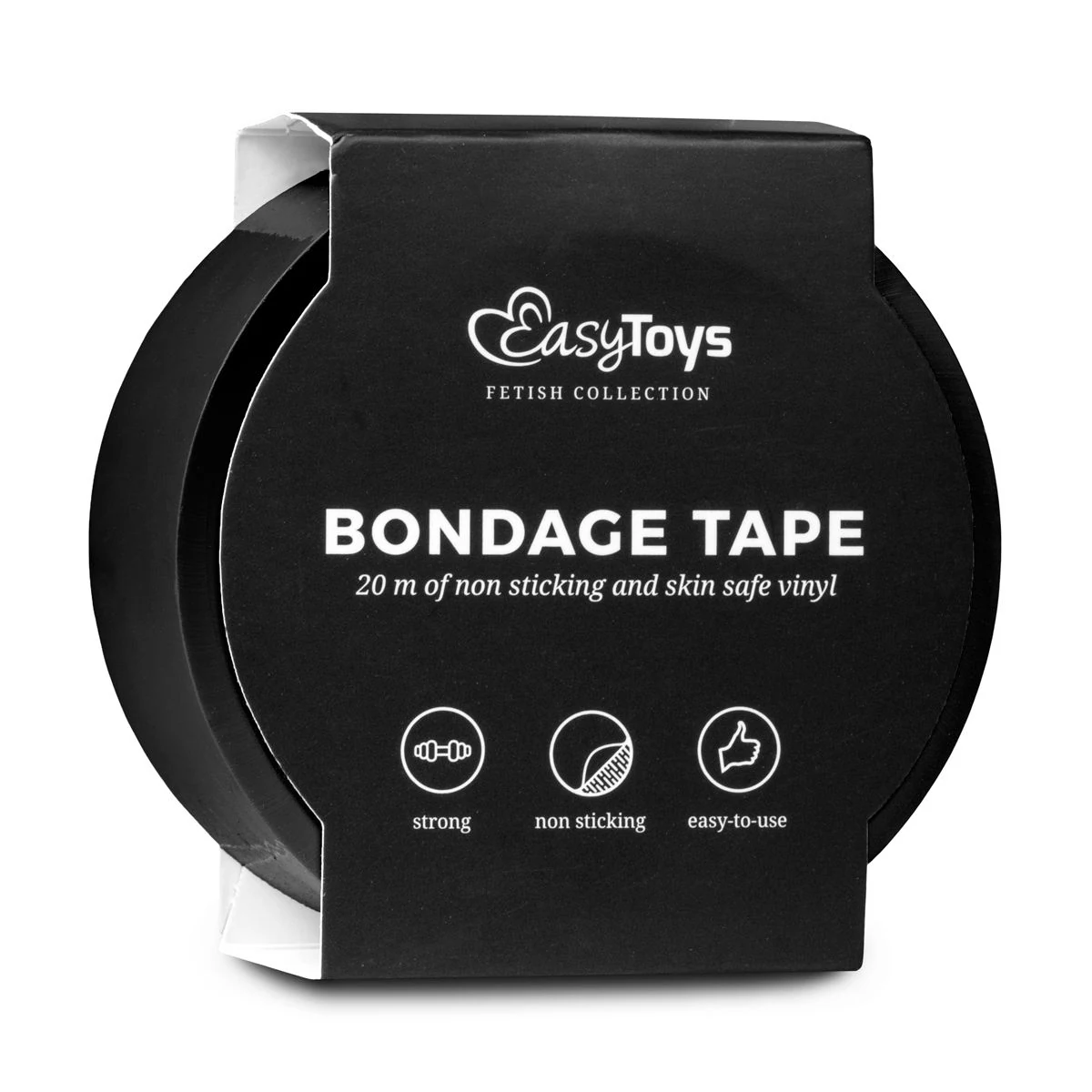 Easytoys Fetish zwarte bondagetape 20m van PVC, niet-klevend en unisex