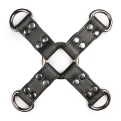 Easytoys Fetish zwarte kunstleren hogtie met metaal en studs