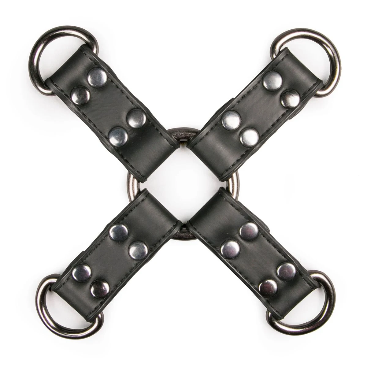 Easytoys Fetish zwarte kunstleren hogtie met metaal en studs