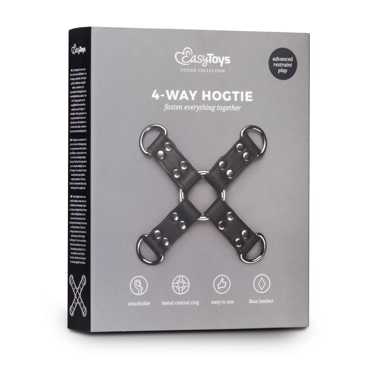 Zwarte kunstleren hogtie voor BDSM bondagespel, unisex