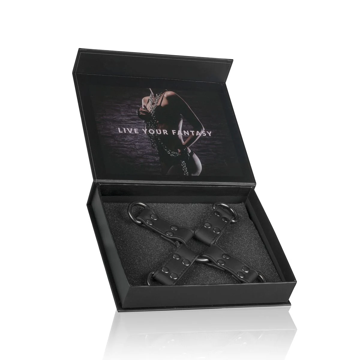 Zwarte kunstleren hogtie ET282BLK van Easytoys Fetish