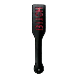 Easytoys Fetish zwarte paddle van kunstleer met Bitch afdruk