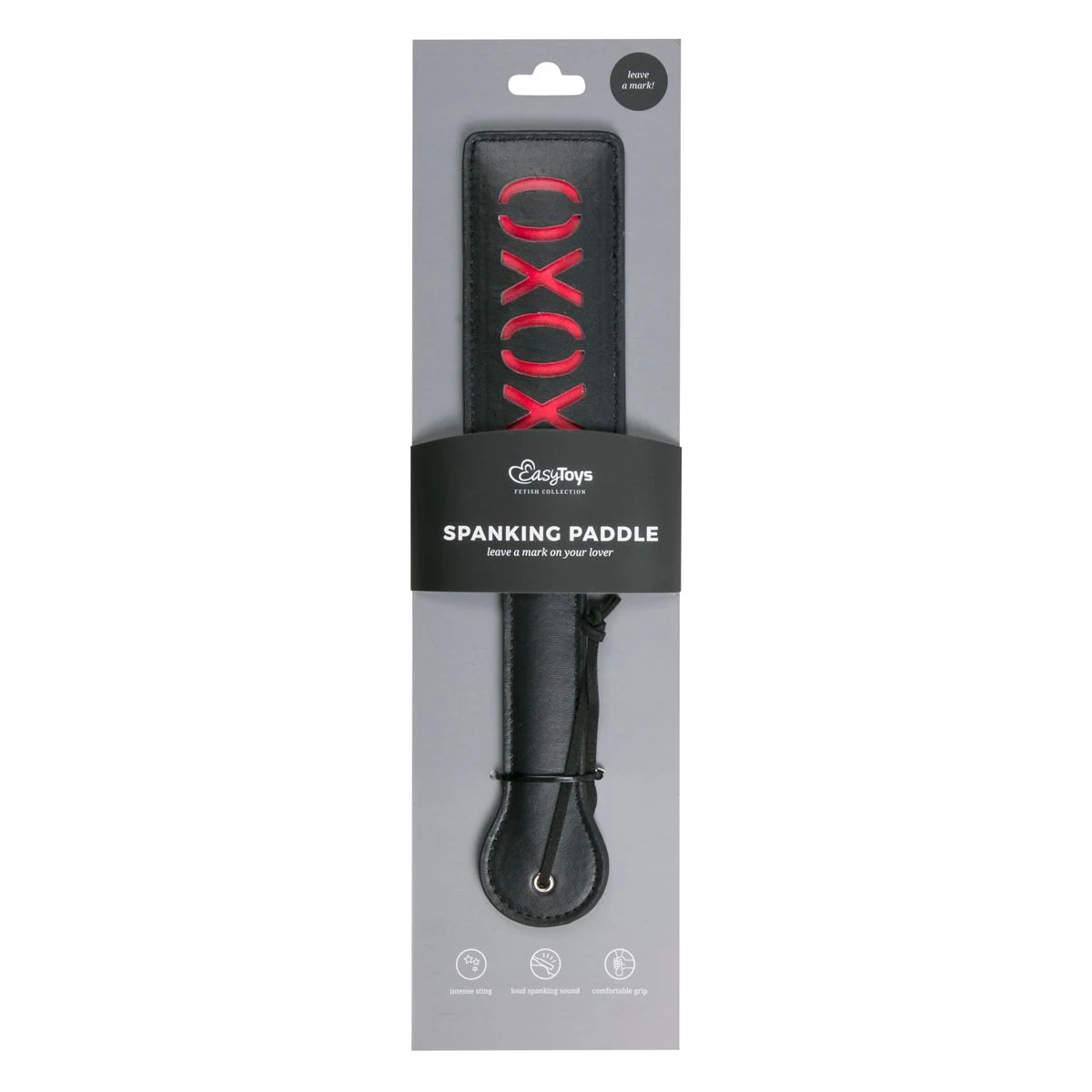Zwarte paddle XOXO uit Easytoys Fetish Collection met handige lus