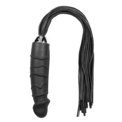 Easytoys Fetish zweep met dildo in zwart van siliconen en kunstleer