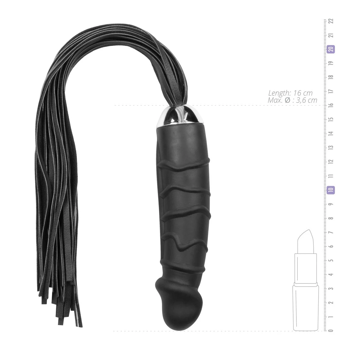 Multifunctionele zwarte zweep met dildo van Easytoys Fetish