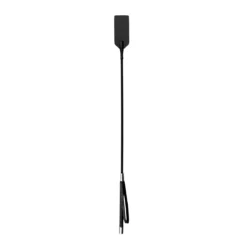 EasyToys Fetish Zweep Zwart met lange steel en leren koordjes
