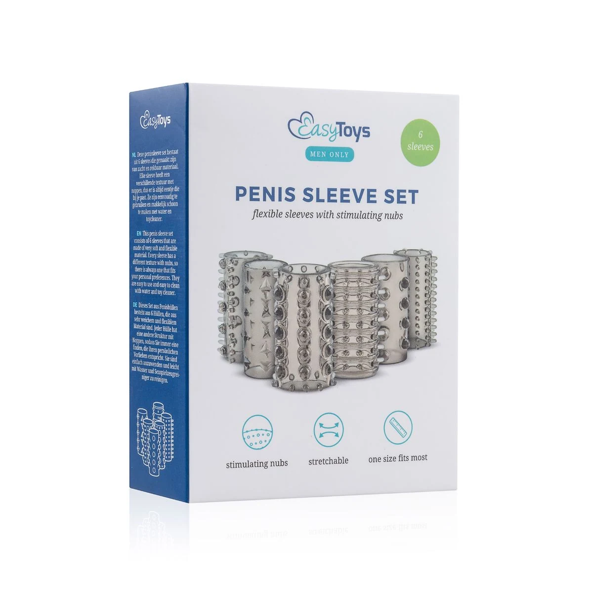 Set van 6 penis sleeves geschikt voor waterbasis glijmiddel