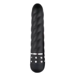 Easytoys mini vibrator zwart met gedraaide groeven en diamantjes