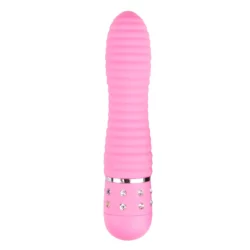 Easytoys mini vibrator geribbeld roze met compact formaat