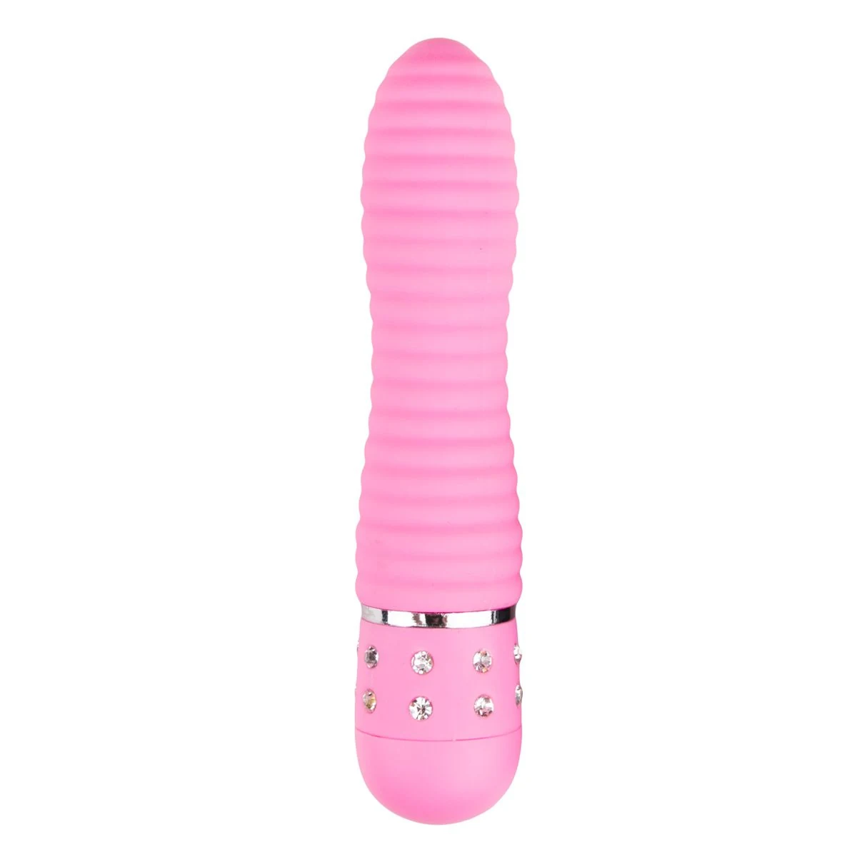 Easytoys mini vibrator geribbeld roze met compact formaat