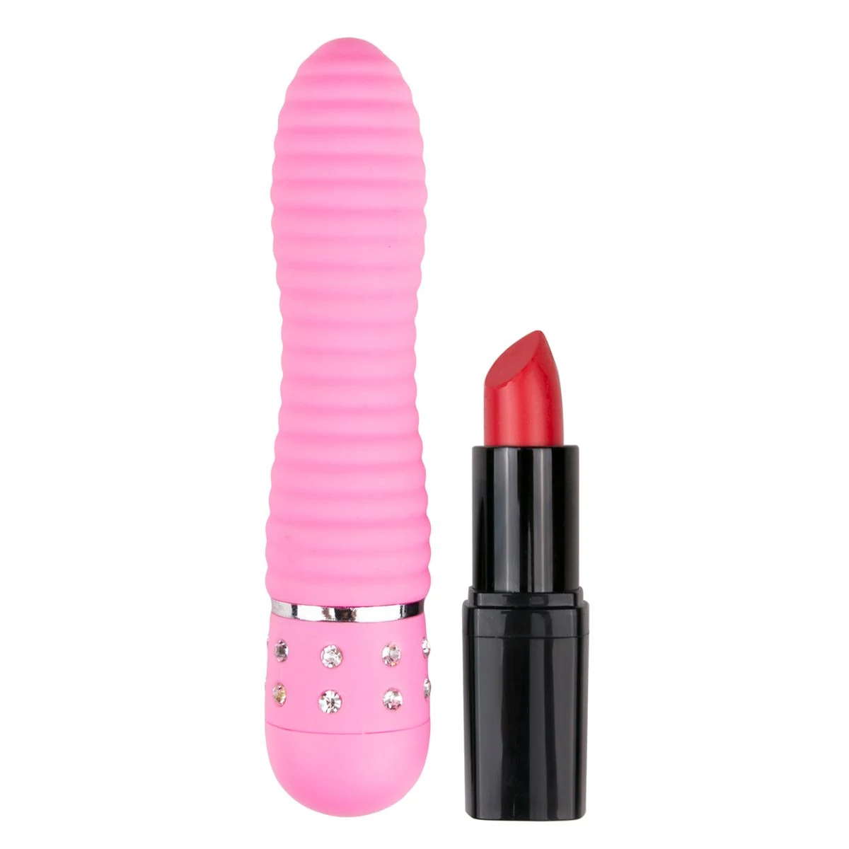Easytoys mini vibrator geribbeld roze van ABS materiaal