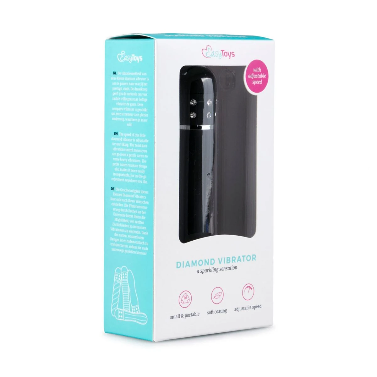 Easytoys Mini Vibrator Glad zwart met diamantjes aan de onderkant