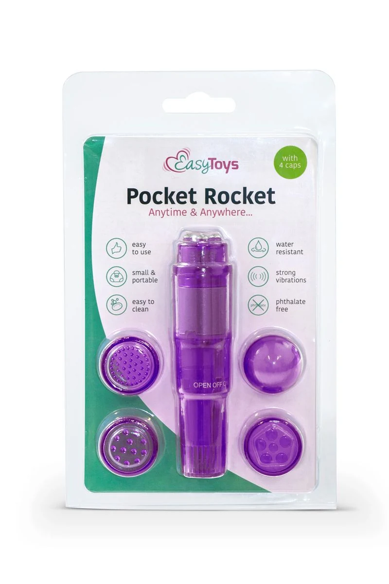 Easytoys Pocket Rocket paars met 4 verwisselbare opzetstukken