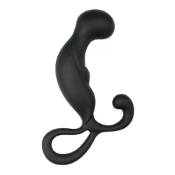 Easytoys gebogen prostaat massager van zwart siliconen met handvat