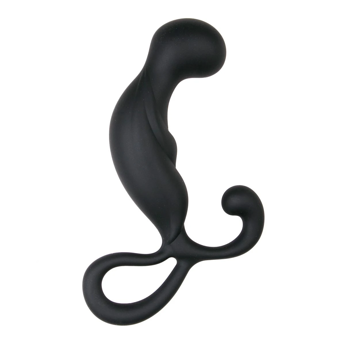 Easytoys gebogen prostaat massager van zwart siliconen met handvat