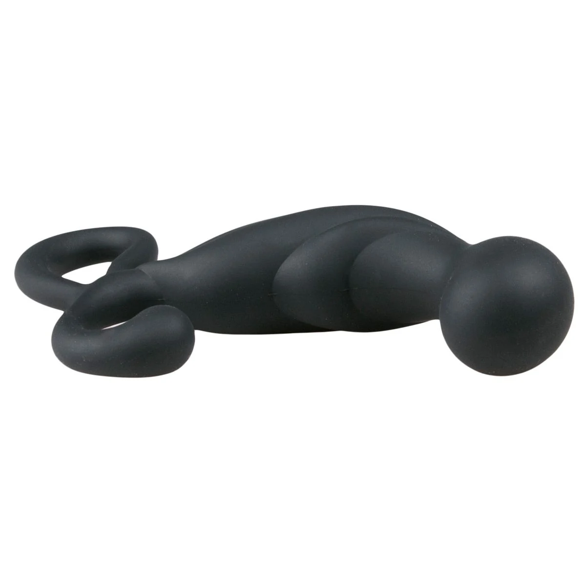 Zwarte siliconen prostaat massager met flexibel gebogen model