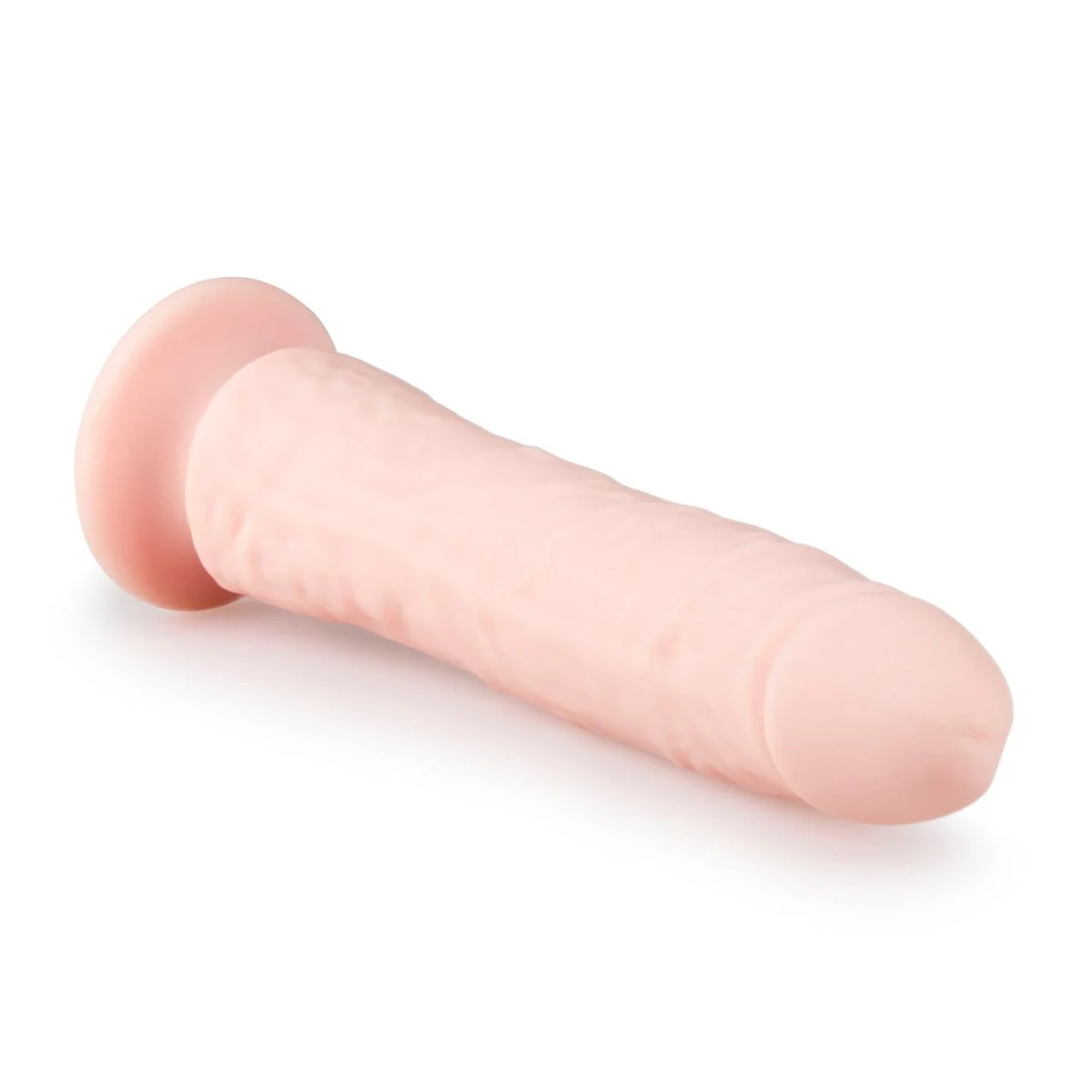 Beige siliconen dildo met zuignap, geschikt voor strap-on en waterbasis glijmiddel