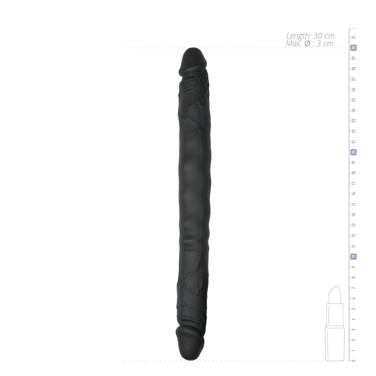 Realistische dubbele dildo, aan beide kanten te gebruiken, kleur zwart