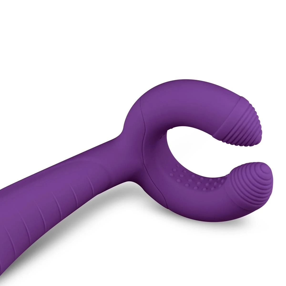 Waterproof paarse couples vibrator met 7 vibratiestanden per motor