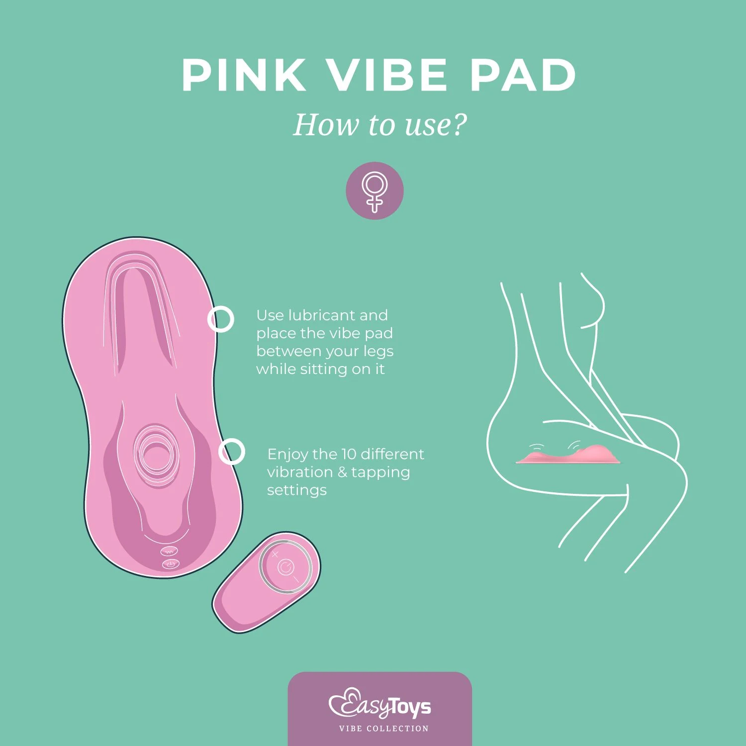 EasyToys Vibe Pad in roze, oplaadbaar via USB en met 10 variabele vibratiestanden
