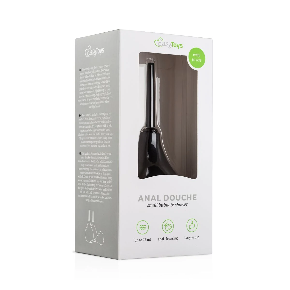 Kleine zwarte anaal douche van Easytoys, waterproof en knijpbaar