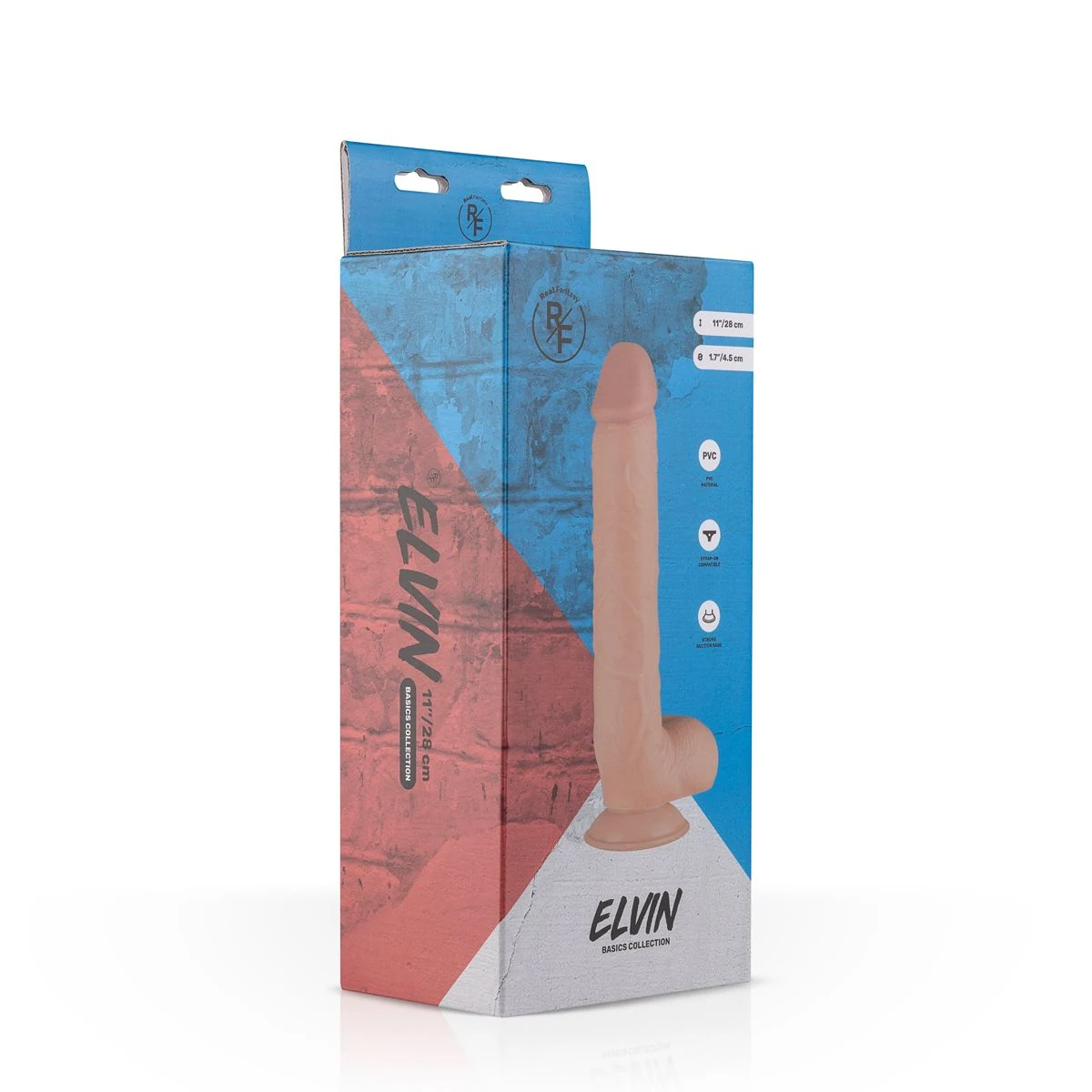 Elvin zeer grote dildo met aders en flexibele schacht