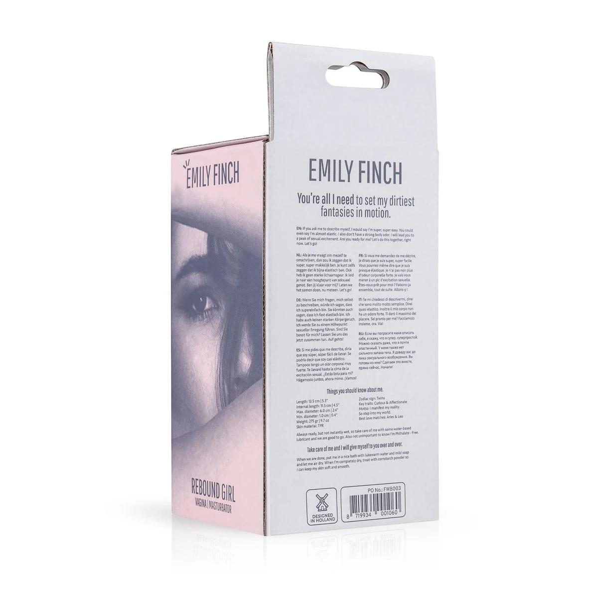Waterproof Emily Finch Masturbator met zachte maar stevige TPE structuur