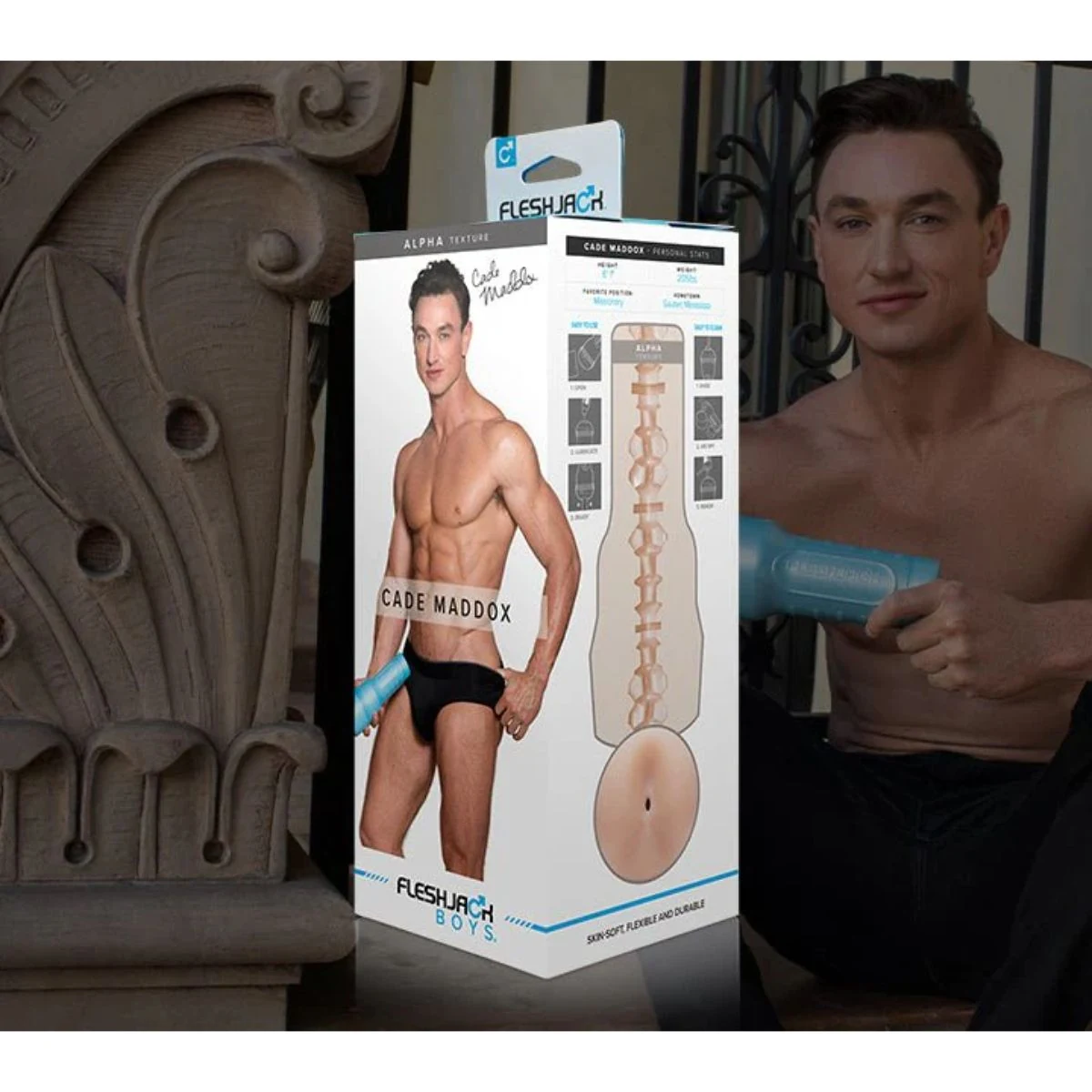 Fleshjack Boys Cade Maddox Alpha beige masturbator voor penisstimulatie