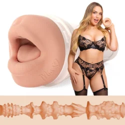 Fleshlight Girls Mia Malkova Headshot beige masturbator met mondopening