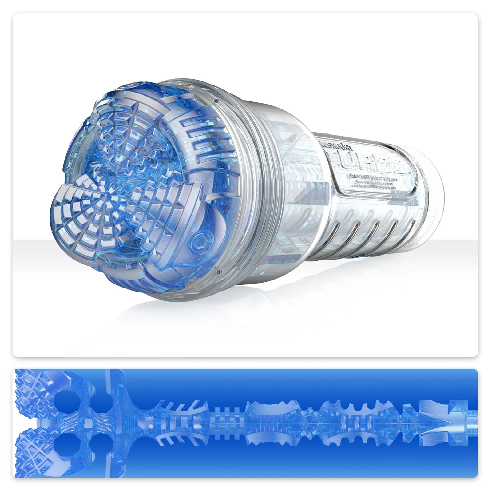 Fleshlight Turbo Core Ice transparante masturbator met blauwe behuizing